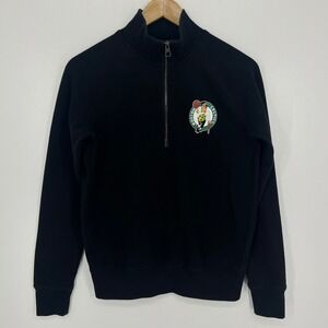 OTS Boston Celtics NBA Womens Small Black Quarter Zip Fleece Sweatshirt